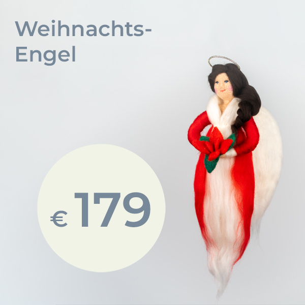 Ihr Weihnachtsengel – ein Lichtbringer für die schönste Zeit des Jahres. Dieser liebevoll handgefertigte Engel bringt Wärme, Frieden und Festlichkeit in Ihr Zuhause. Mit großer Sorgfalt und viel Herz gefertigt, verkörpert er die Eigenschaften, die einen Weihnachtsengel ausmachen: Schutz, Hoffnung, Licht und die stille Magie dieser besonderen Jahreszeit. Auf Wunsch erhält Ihr Engel eine persönliche Note – Farben, kleine Details oder individuelle Anpassungen können ganz nach Ihrem Geschmack gestaltet werden. So wird jeder Weihnachtsengel zu einem einzigartigen Begleiter für die Advents- und Weihnachtszeit. Ein wundervolles, bedeutungsvolles Geschenk für Familie, Freunde oder für sich selbst  Größe: ca. 30 cm